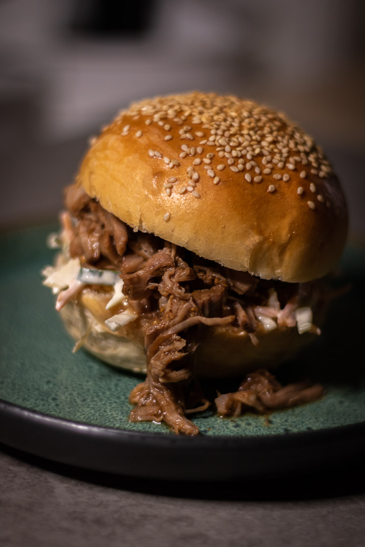 hamburgerbrød med pulled pork